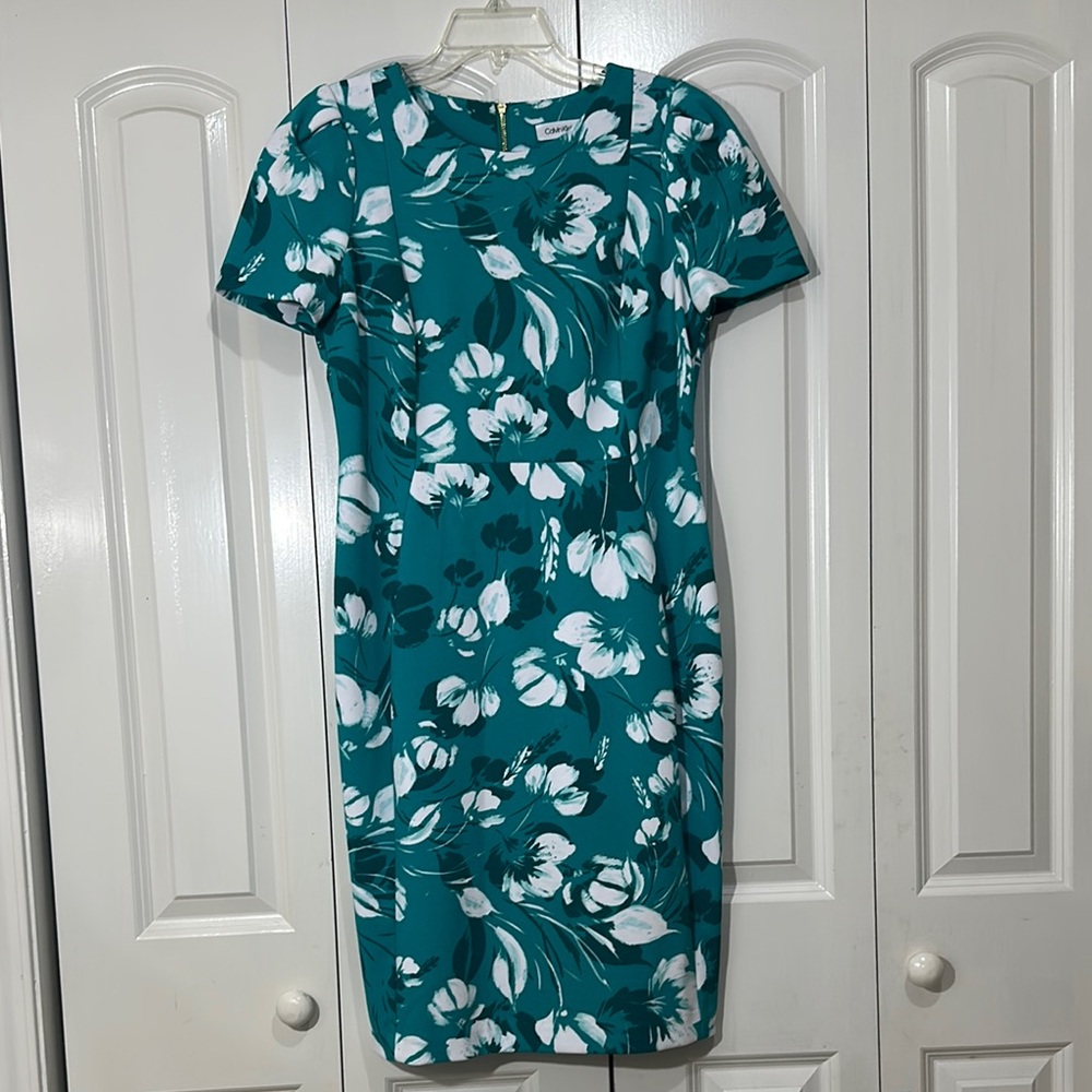 Calvin Klein Floral Teal Dress